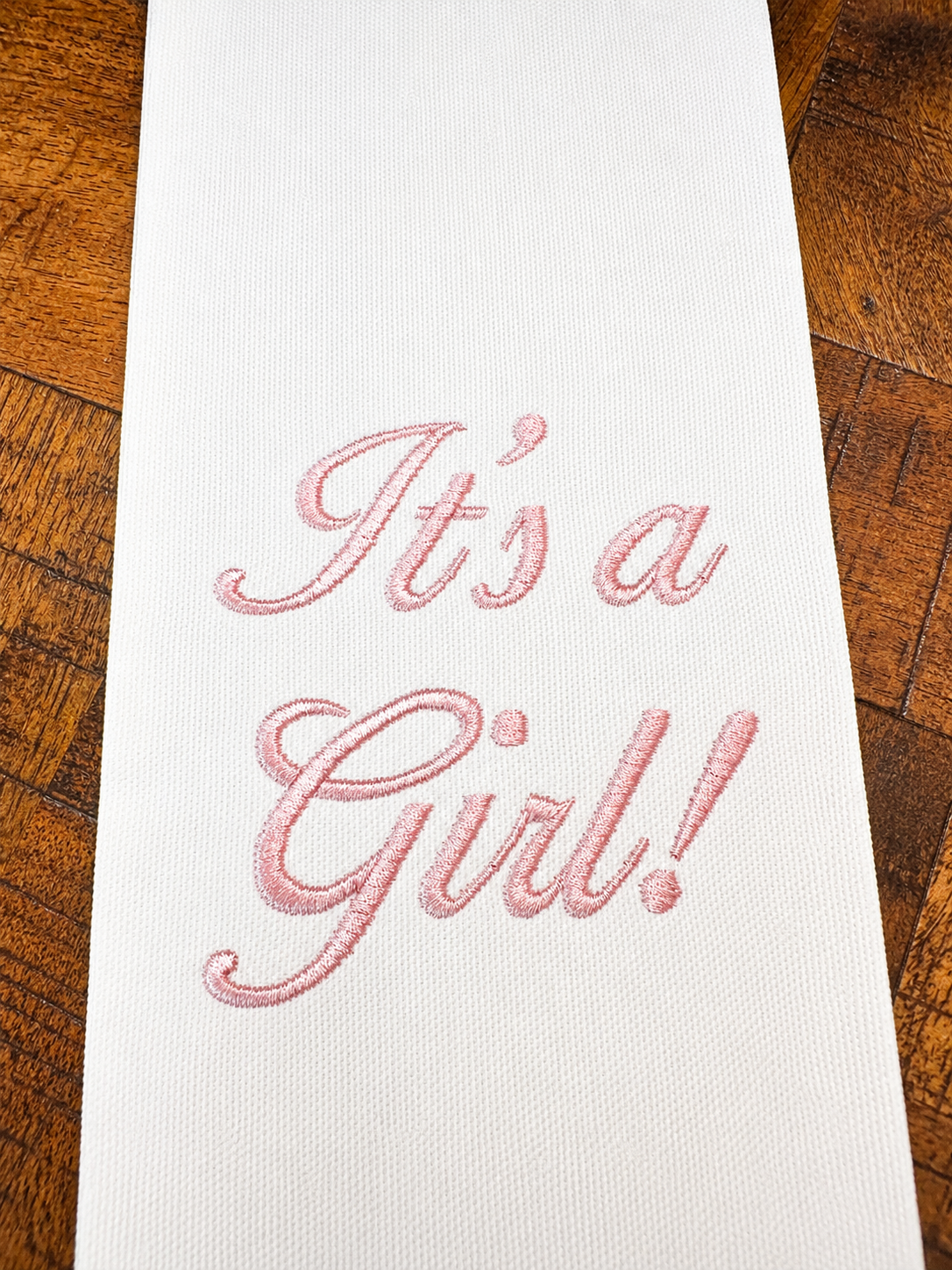Embroidered Baby Wreath Sash, Pink Pram, "It's a Girl!" Door Hanger, Baby Shower Decor