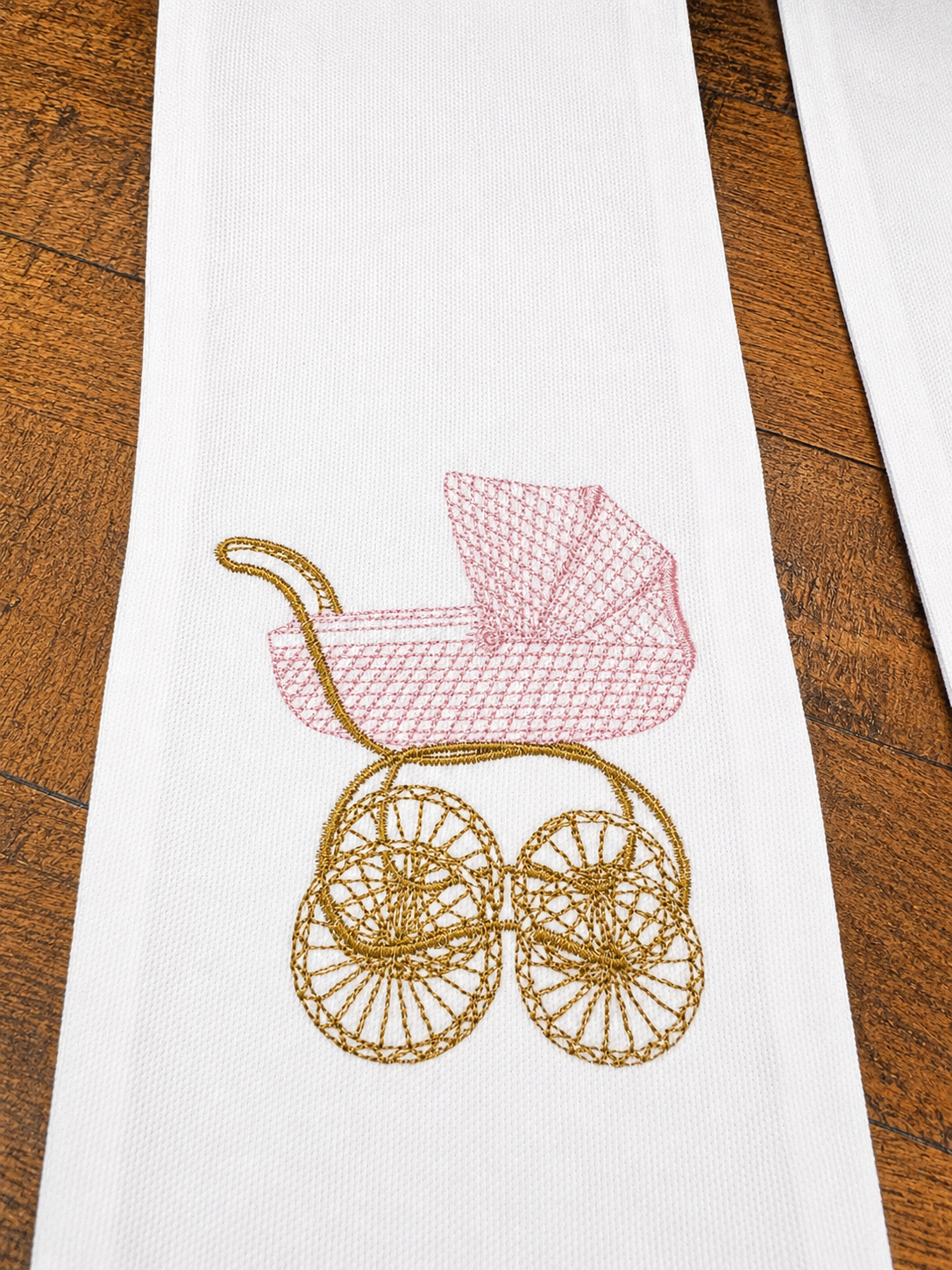 Embroidered Baby Wreath Sash, Pink Pram, "It's a Girl!" Door Hanger, Baby Shower Decor